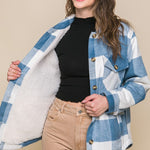 Plaid Button Down Jacket with Front Pocket Detail