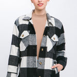 Plaid Button Down Jacket with Front Pocket Detail