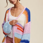 Hand Knit Multi Striped Cardigan