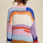 Hand Knit Multi Striped Cardigan