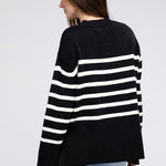 Ribbed Hem Stripe Sweater