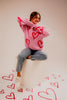 Long Sleeve Round Neck Heart Printed Sweater