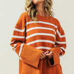 Ribbed Hem Stripe Sweater