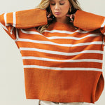 Ribbed Hem Stripe Sweater