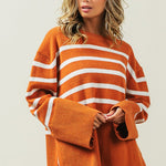 Ribbed Hem Stripe Sweater