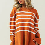 Ribbed Hem Stripe Sweater