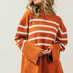 Ribbed Hem Stripe Sweater