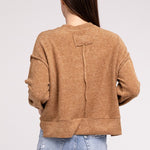 Brushed Melange Hacci Hi-Low Hem Sweater