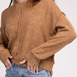 Brushed Melange Hacci Hi-Low Hem Sweater