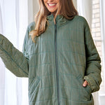 Washed Soft Comfy Quilting Zip Closure Jacket