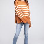 Ribbed Hem Stripe Sweater