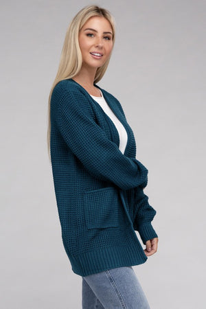 Low Gauge Waffle Open Cardigan Sweater