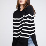 Ribbed Hem Stripe Sweater