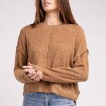 Brushed Melange Hacci Hi-Low Hem Sweater