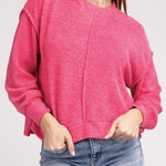 Brushed Melange Hacci Hi-Low Hem Sweater