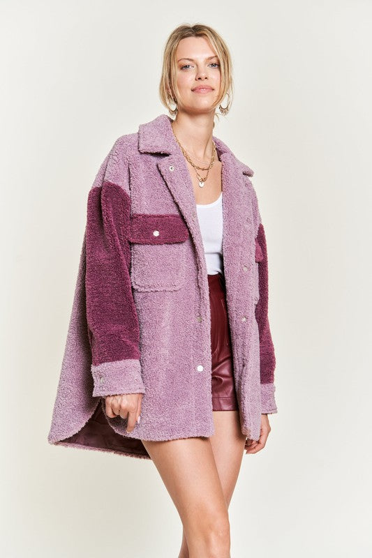 Colorblock sherpa jacket *plus*