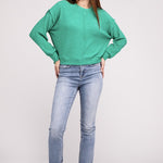 Brushed Melange Hacci Hi-Low Hem Sweater