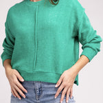 Brushed Melange Hacci Hi-Low Hem Sweater