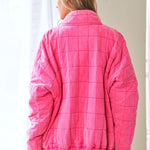 Washed Soft Comfy Quilting Zip Closure Jacket