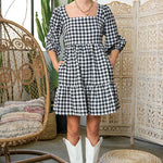 TWEED PUFF SLEEVE MINI DRESS