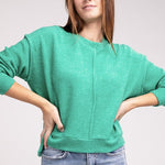 Brushed Melange Hacci Hi-Low Hem Sweater