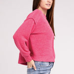 Brushed Melange Hacci Hi-Low Hem Sweater