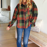 Rock'n Plaid Olive & Rust Button Down Oversized Shirt