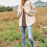 Crochet Floral Printed Long Sleeve Knit Cardigan