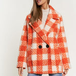 Fuzzy Boucle Textured Double Breasted Coat Jacket