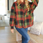 Rock'n Plaid Olive & Rust Button Down Oversized Shirt