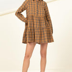 Effortless Love Plaid Print Babydoll Dress