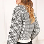 Herringbone Pattern Crew Neck Sweater