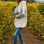 Sequin Sleeve Sweater Knit Tunic Top