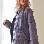 Washed Soft Comfy Quilting Zip Closure Jacket