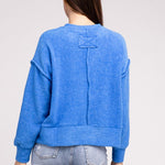 Brushed Melange Hacci Hi-Low Hem Sweater