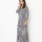 Stripe three tiered maxi dress