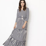 Stripe three tiered maxi dress