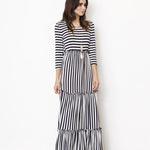 Stripe three tiered maxi dress