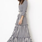 Stripe three tiered maxi dress