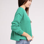 Brushed Melange Hacci Hi-Low Hem Sweater