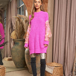 Sequin Sleeve Sweater Knit Tunic Top