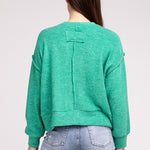 Brushed Melange Hacci Hi-Low Hem Sweater