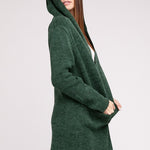 Hooded Open Front Sweater Cardigan