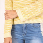 Herringbone Pattern Crew Neck Sweater