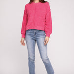 Brushed Melange Hacci Hi-Low Hem Sweater