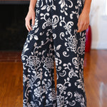 You Got This Navy Paisley Floral Smocked Waist Palazzo Pants