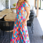 Scarlet & Aqua Geometric Print Wide Leg Jumpsuit