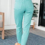 Bridgette High Rise Garment Dyed Slim Jeans in Aquamarine