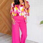 Magic Wide Leg Crop Pants in Hot Pink