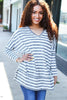 Nautical Ivory & Grey Striped Hacci Knit Tunic Top